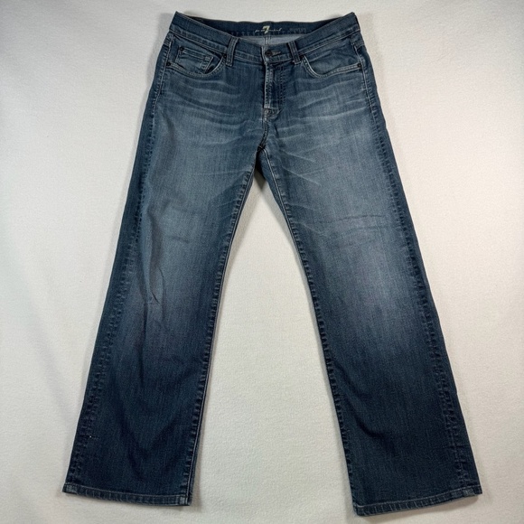 7 for All Mankind Jeans Mens 33 Blue Austyn Straight Medium Wash - Picture 1 of 12
